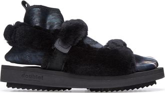 Doublet x Suicoke WAS-5abDB-F sandals - men - Rubber/Sheepskin/Fabric/Fabric - 28 - Black