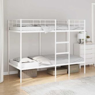 vidaXL Vidaxl - Letto A Castello Senza Materasso Bianco 80x200 Cm In Acciaio