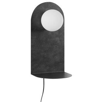 Beliani L&aacute;mpara De Pared Moderna Aplique Iluminaci&oacute;n Pantalla Redonda Metal Acero Base Con Interruptor Encendido/apagado Gris Grafito Mapi