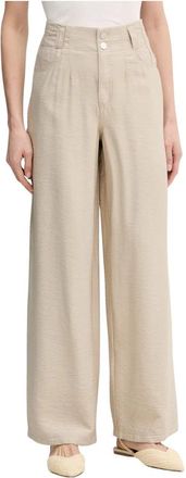 DKNY Crinkle Wijde Pijpen Broek - Dames - Wijde Broeken - Beige - L - Polyester - Broeken