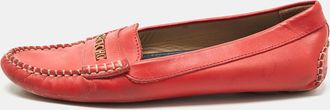 Carolina Herrera Red Leather Slip On Loafers