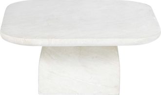 Maisons du monde Mesa baja de exterior de travertino efecto hormigón beige L.90