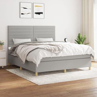 vidaXL Vidaxl - Cama Box Spring Con Colch&oacute;n Tela Gris Claro 160x200 Cm