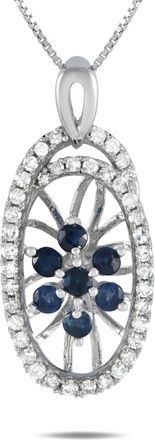 Luxury Bazaar Collana in oro bianco 14 carati con diamanti e zaffiri - Argento