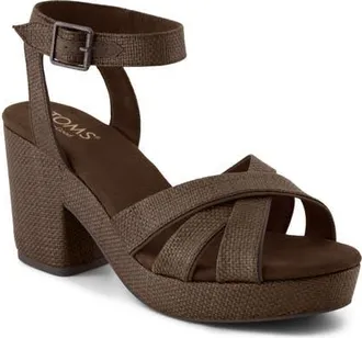 Toms Majorca Ankle Strap Platform Sandal in Dark Brown at Nordstrom, Size 6.5