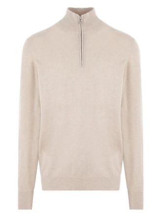Brunello Cucinelli short-zip knitted jumper - men - Cashmere - 52 - Neutrals