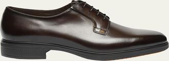 Santoni Mens Easy Collection Leather Rubber-Sole Derby Shoes