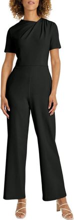 Maggy London Twist Neck Short Sleeve Jumpsuit in Black at Nordstrom Rack, Size 4