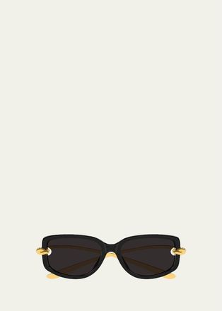 Bottega Veneta Temple Knot Rectangular Sunglasses