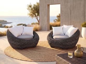 Vente-Unique Juego de 2 sillones de jard&iacute;n de resina trenzada gris - WHITEHEAVEN