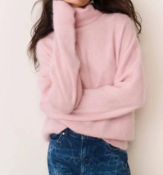 LoveShackFancy Nia Cashmere Turtleneck Top In Pink