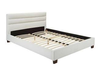 Vente-Unique Cama 180 x 200 cm - Piel sint&eacute;tica - blanco - FAUSTIN
