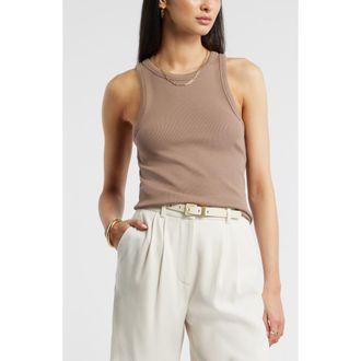 Nordstrom Everyday Cotton Rib Tank in Brown Lentil at Nordstrom, Size Xx-Large