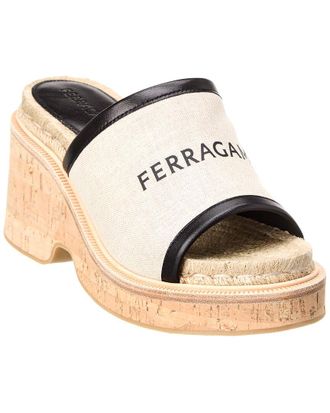 Ferragamo Sole Canvas & Leather Platform Sandal