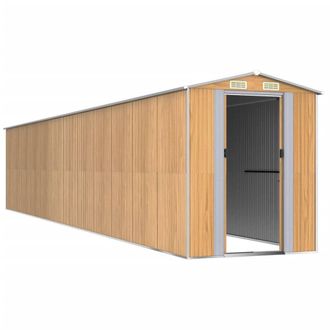 Berkfield Home Garden Shed Light Brown 192x1021x223 cm Galvanised Steel | Size: 192 x 1021 x 223 cm