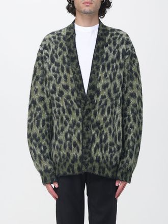 Laneus Cardigan con stampa animalier in misto lana e alpaca con scollo a V