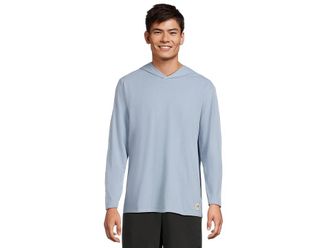 The North Face Mens Long Sleeves Heritage Patch Hoodie T-Shirts Mens Clothing Steel Blue Heather : XS, Cotton/Polyester