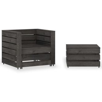 vidaXL Vidaxl - Muebles de jardín palets 2 pzas madera de pino impregnada gris