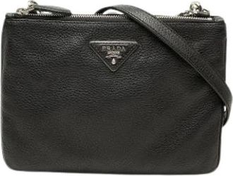 Prada Pre-owned Vintage Crossbody Bag - Dames - Vintage Schoudertas - Zwart - ONE Size - Leer - Vintage