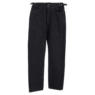 Balenciaga Balenciaga distressed jeans met hoge taille en wijde pijpen in zwart katoenen denim