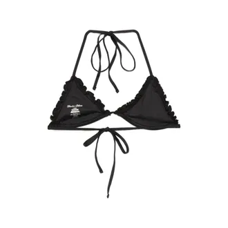Frankies Bikinis Triangle with Ruffle Trim Bikini Top - Black