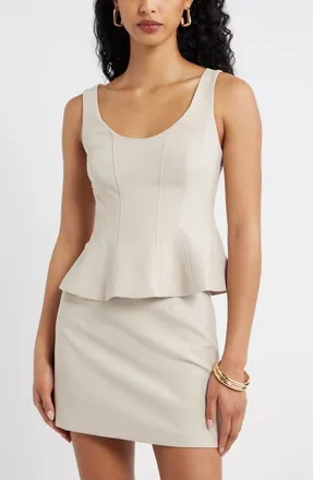 Open Edit Icon Twill Peplum Top in Grey Feather at Nordstrom, Size Xx-Small