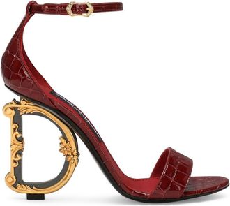 Dolce & Gabbana Baroque DG-heel leather sandals - women - Calf Leather/Goat Skin/Calf Leather/Calf Leather - 41 - Red