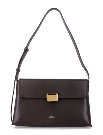 A.P.C. Smooth Leather Gold Clasp Shoulder Bag