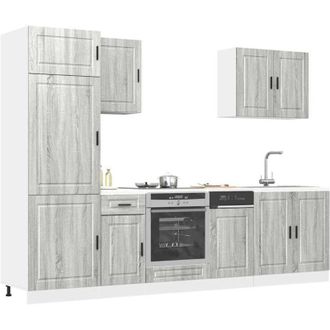 vidaXL Vidaxl - Conjunto De Armarios De Cocina porto De 7 Piezas En Madera De Ingenier&iacute;a Sonoma Gris