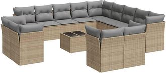 vidaXL Set Sof&aacute;s De Jard&iacute;n 14 Pzas Con Cojines Rat&aacute;n Sint&eacute;tico Beige Vidaxl