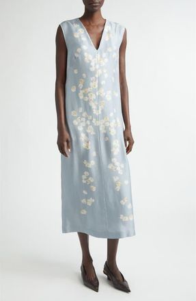 Altuzarra Cherie Petal Print Silk Midi Dress in 415067 Storm Petals at Nordstrom, Size 4 Us