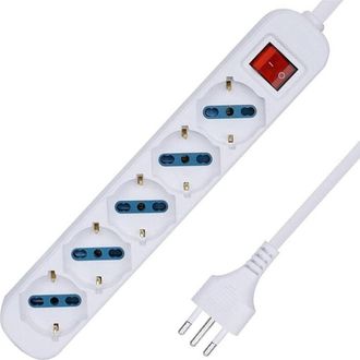 OEM Multiprise Shuko - 5 Tomas - 10 A Y 16 A - Interruptor Integrado - Cable 1,5 M - 230-250 V - Para Hogar Y Oficina