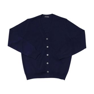 Drumohr Moderne Cardigan - Heren - Truien - Blauw - Maat: 3XL Wol