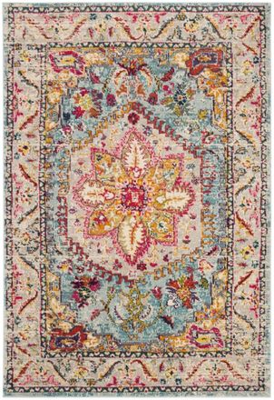 Safavieh Alfombra turquesa y beige 122 x 183 cm