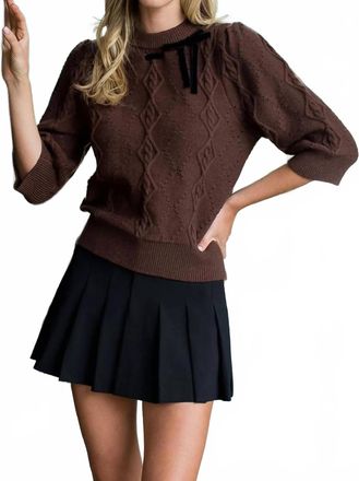 THML Clothing Cable Knit Sweater In Chocolate