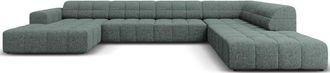 BLOOMINGLOFT 7-Sitzer Design Panorama Sofa Chicago mit langer Seite rechts, Chenille-Bezug