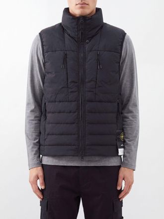 Stone Island Gilet imbottito in nylon con collo a imbuto e logo Compass