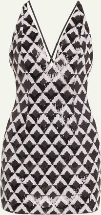 Ramy Brook Womens Berkeley Sequin Cocktail Dress In Checkmate