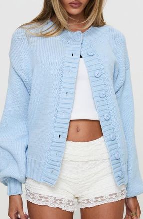 Princess Polly Edern Cotton Blend Cardigan in Blue at Nordstrom, Size 10