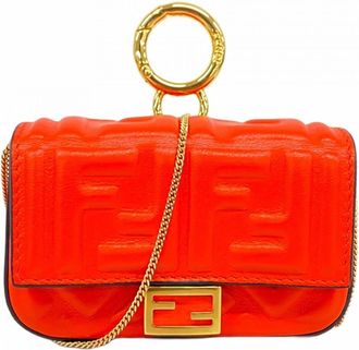 Fendi Red Color Leather Pouch (Pre-Owned)