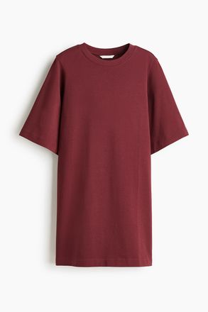 H&M T-Shirt-Kleid aus Baumwolle - Weinrot