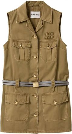 Miu Miu Garment-Dyed Mini Dress - Womens - Cotton