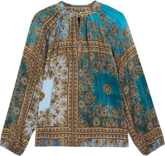 Oltre Gestructureerde viscose blouse - Dames - Blouses - Veelkleurig - M - Overhemden