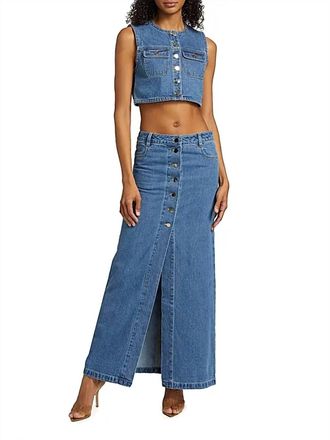 Ronny Kobo Makena Maxi Denim Skirt In Indigo Wash Denim