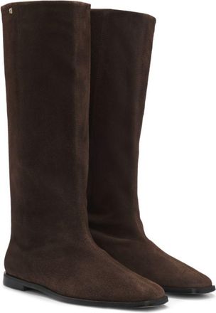 BOSS Knee-high boots in suede with Double B monogram