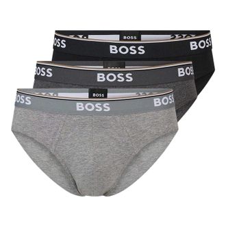 HUGO BOSS Premium katoenen herenslips (set van 3) (Grijs/Donkergrijs/Zwart)