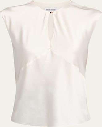 Veronica Beard Sparrow Silk-Blend Keyhole Top