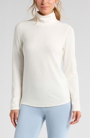 Zella Cozy Rib Mock Neck Top in Ivory Egret at Nordstrom, Size Xx-Large