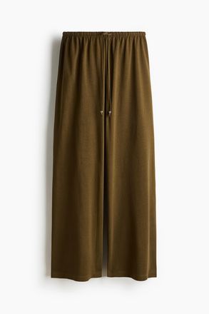 H&M Baumwollhose mit Kordelzug - Dunkles Khakigr&uuml;n