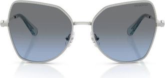 Swarovski 58mm Butterfly Sunglasses in Silver /Blue Gradient Grey at Nordstrom